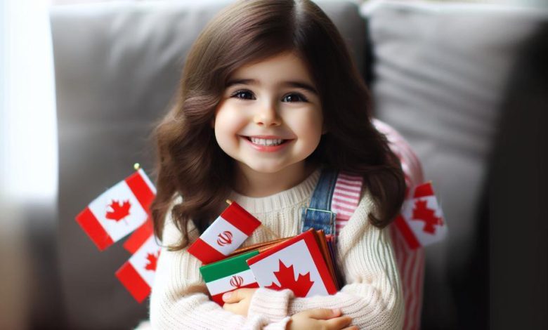 دختر بچه شاد مهاجر ایرانی